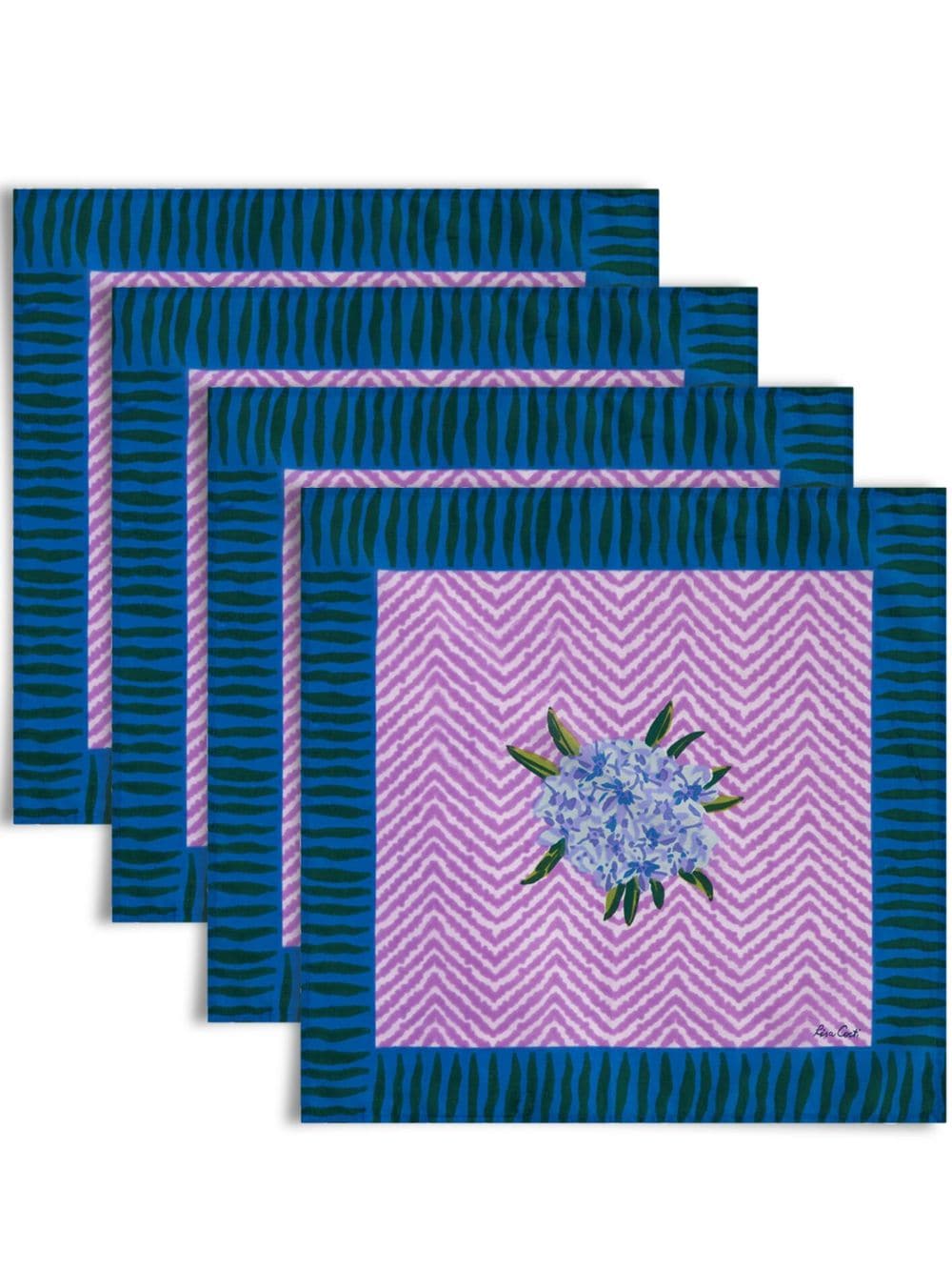 Lisa Corti Oleander cotton napkin (set of four) - Purple von Lisa Corti