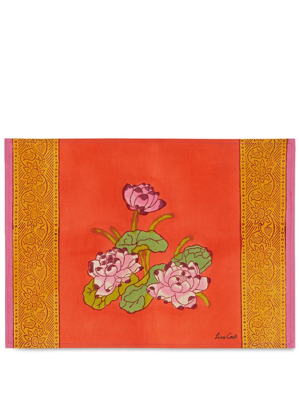 Lisa Corti Tea Flower rectangular placemat (set of four) - Orange von Lisa Corti