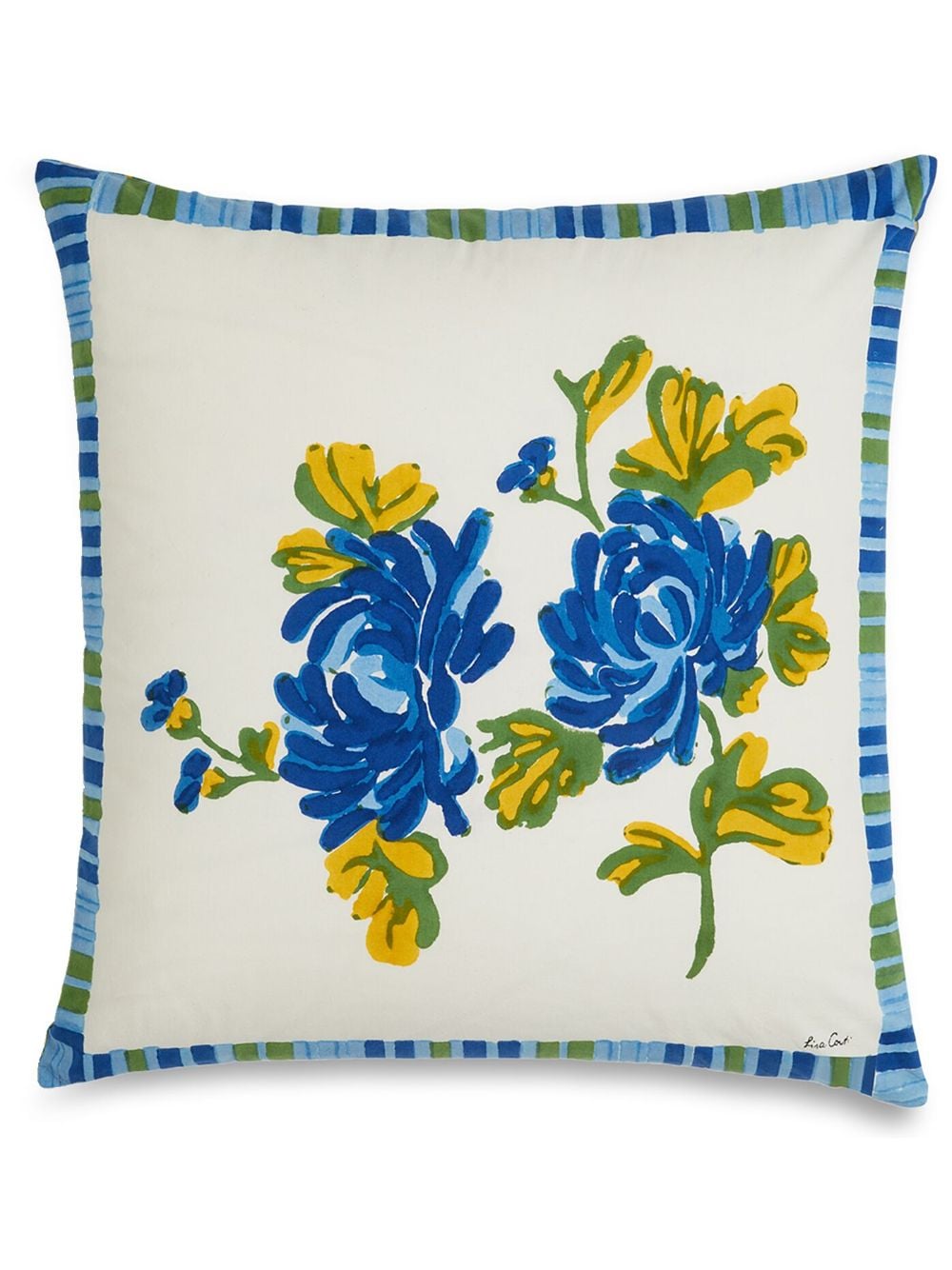 Lisa Corti Vienna floral-print cotton cushion - Blue von Lisa Corti