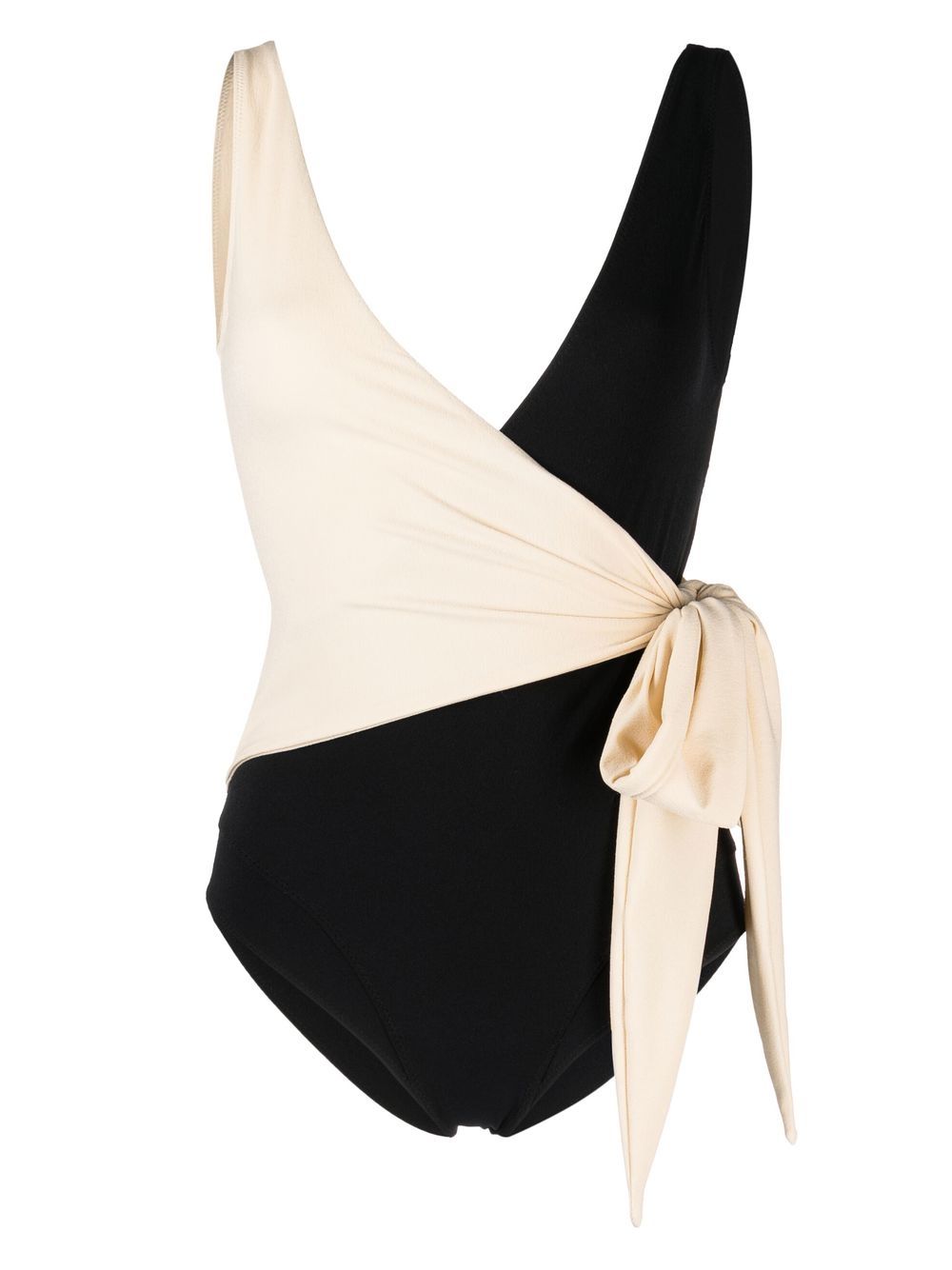 Lisa Marie Fernandez tie-detail two-tone swimsuit - Black von Lisa Marie Fernandez