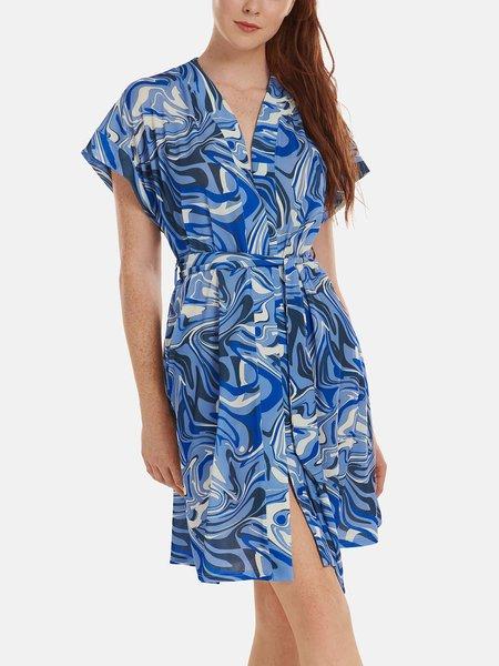 Sommerkleid Mit Gürtel Und Kurzen Ärmeln Palma Damen Blau XL von Lisca