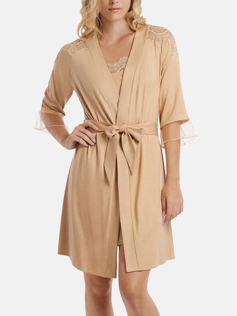 Negligé Mit Dreiviertel-ärmeln Diva Damen Beige M von Lisca