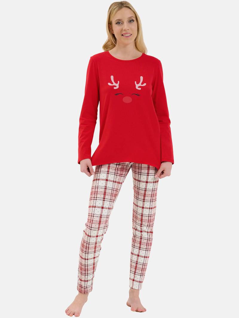 Pyjama Leggings Tunika Langarm Holiday Unisex Rot Bunt L von Lisca