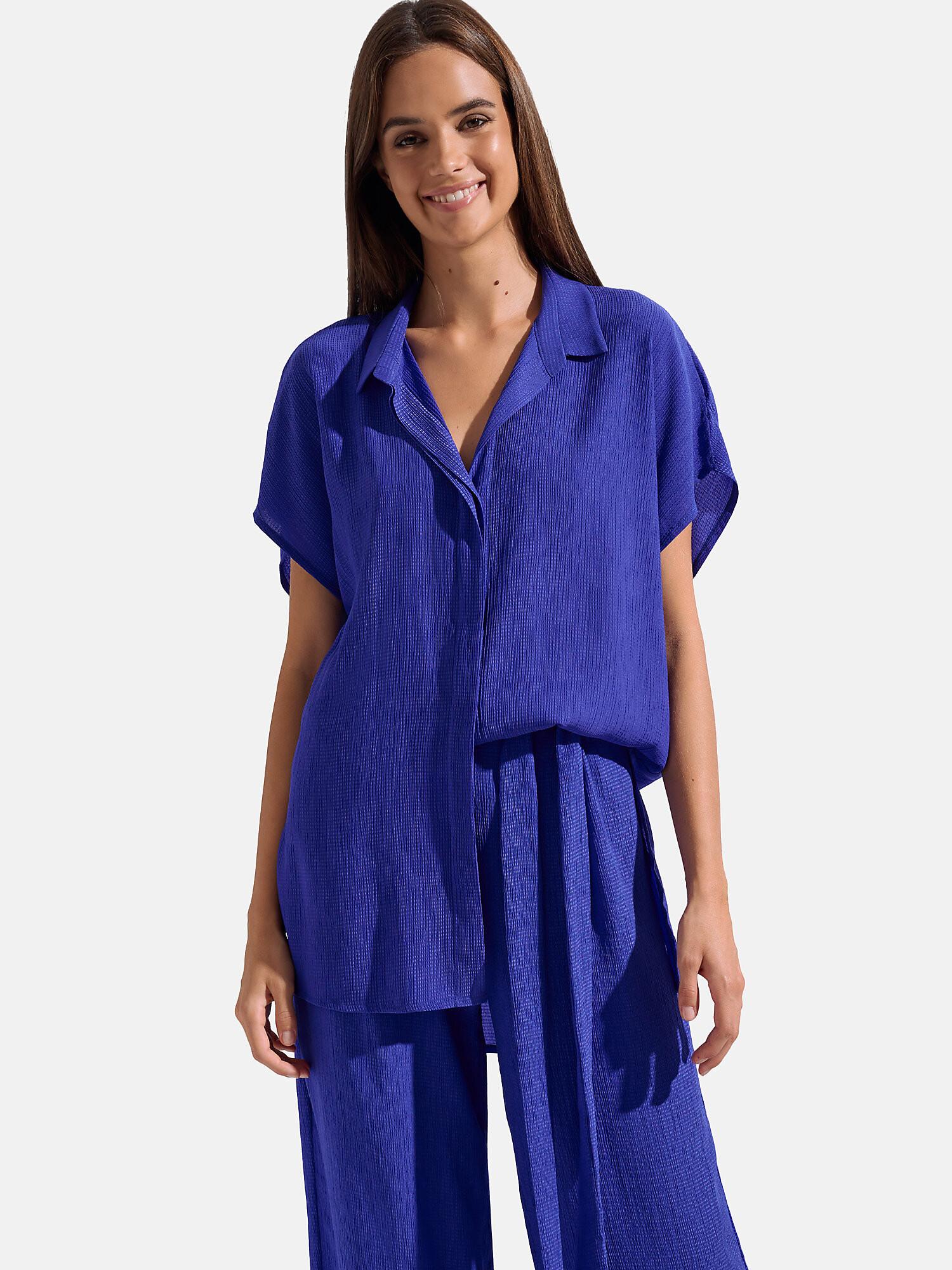 Sommerhemd Mit Kurzen Ärmeln Japan Damen Blau L von Lisca