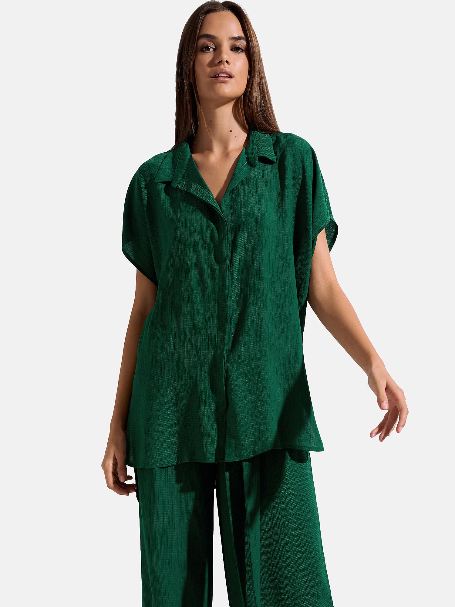 Sommerhemd Mit Kurzen Ärmeln Japan Damen Grün L von Lisca