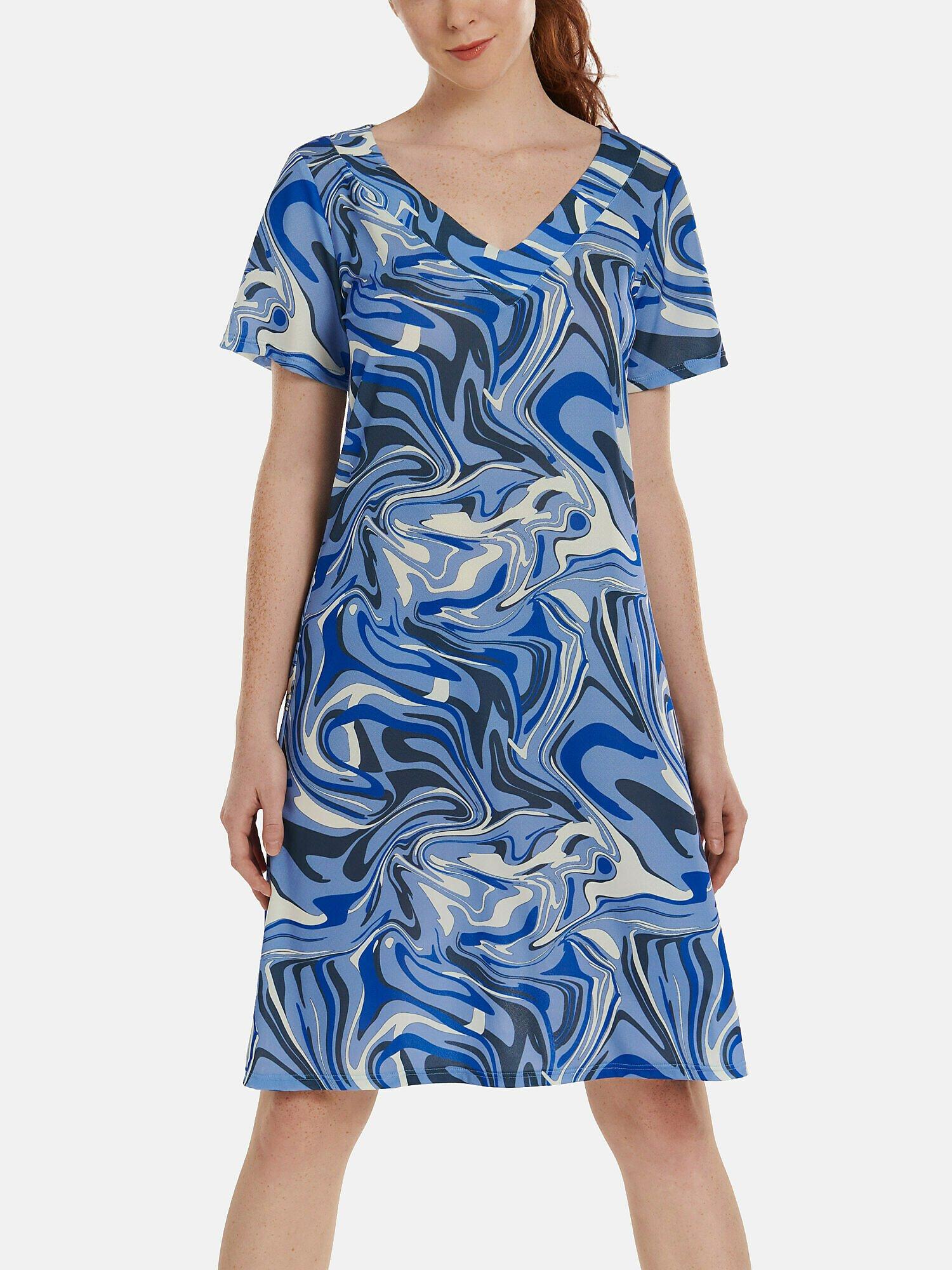 Sommerkleid Mit Kurzen Ärmeln Palma Damen Blau M von Lisca