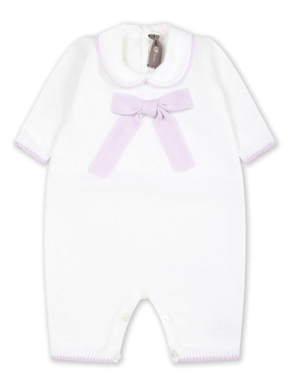 Little Bear bow-detail cotton-knit romper - White von Little Bear