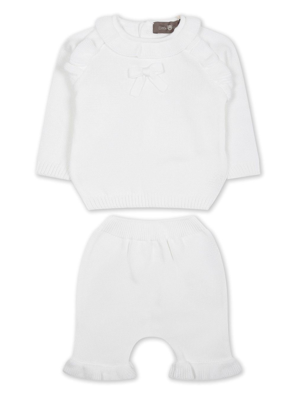 Little Bear cotton knitted trousers set - White von Little Bear