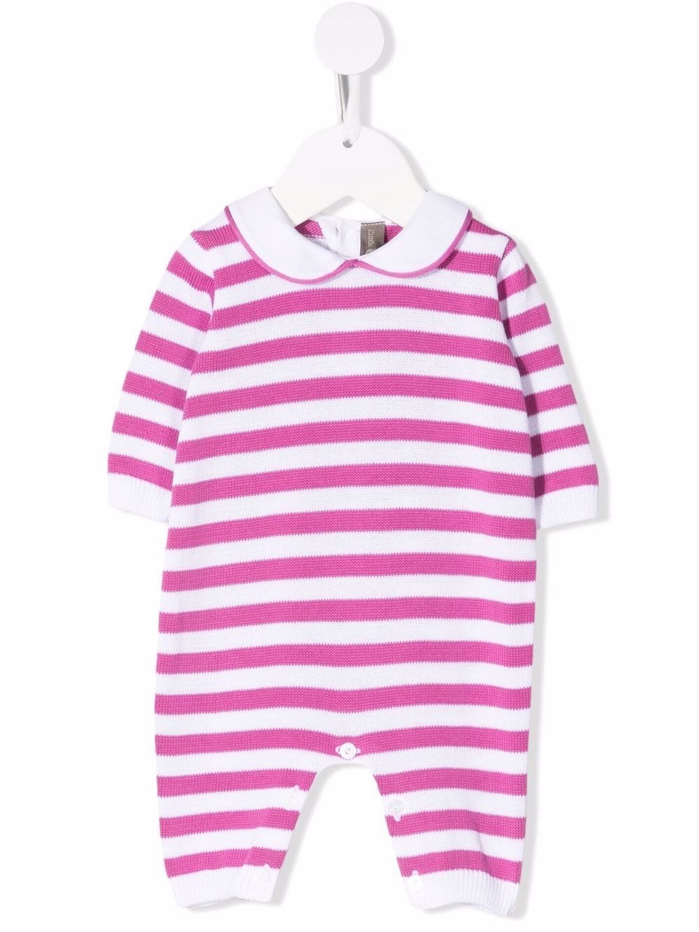 Little Bear knitted stripe-print romper - Pink von Little Bear