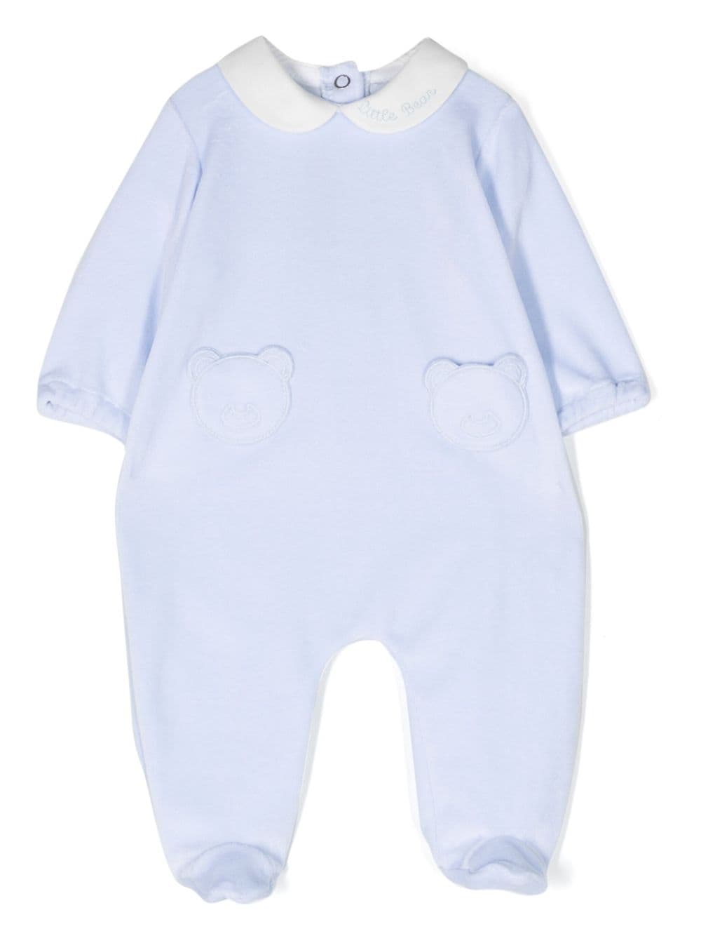 Little Bear logo-embroidered contrasting-collar pyjama - Blue von Little Bear