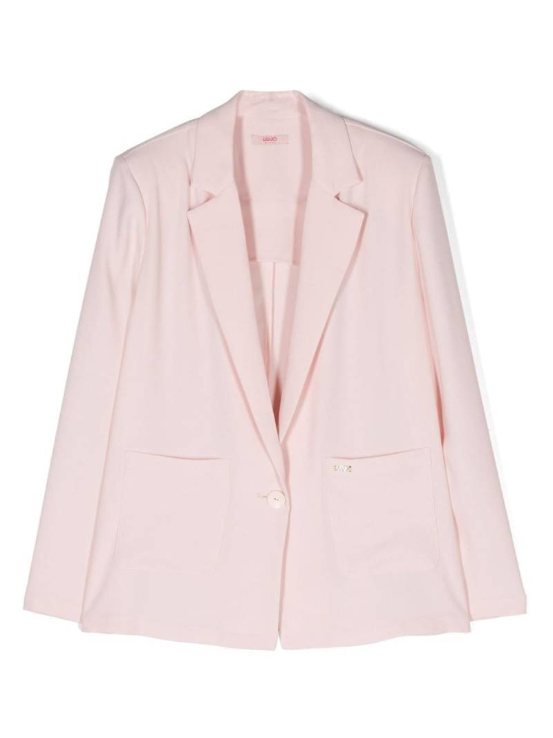 Liu Jo Kids logo-plaque single-breasted blazer - Pink von Liu Jo Kids