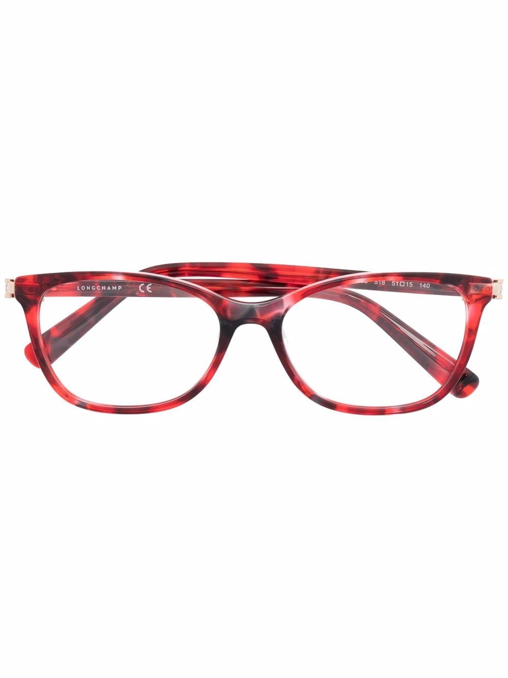 Longchamp tortoiseshell rectangle-frame glasses - Red von Longchamp