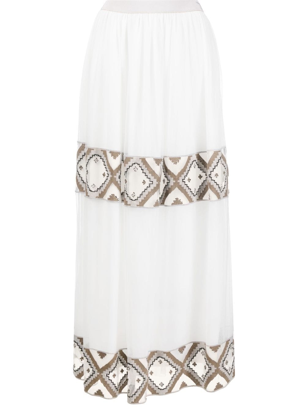 Lorena Antoniazzi high-waisted embroidered stripe maxi skirt - White von Lorena Antoniazzi