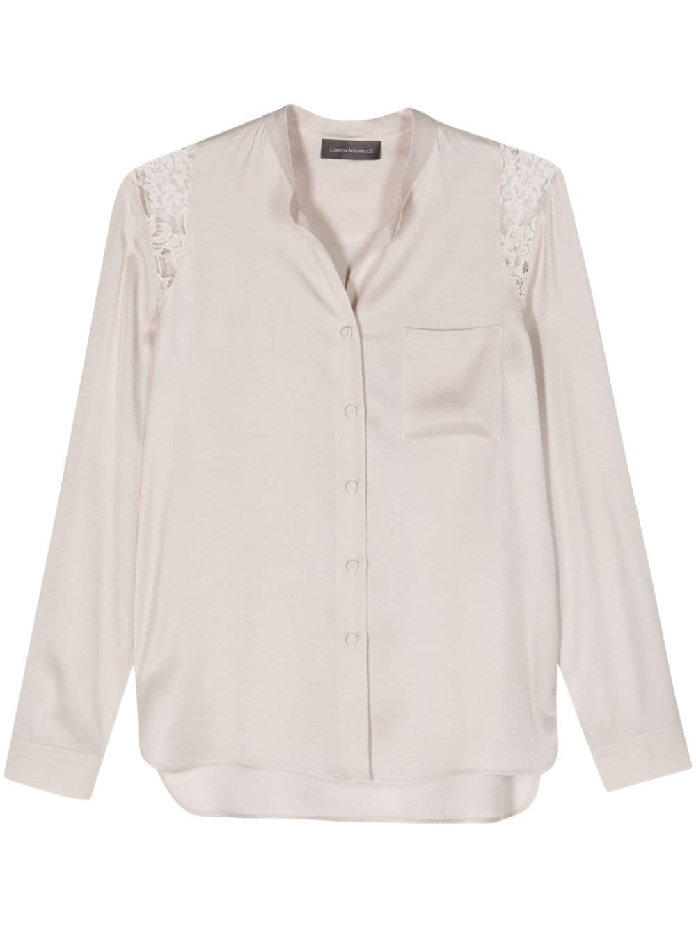 Lorena Antoniazzi lace-detail satin blouse - Neutrals von Lorena Antoniazzi