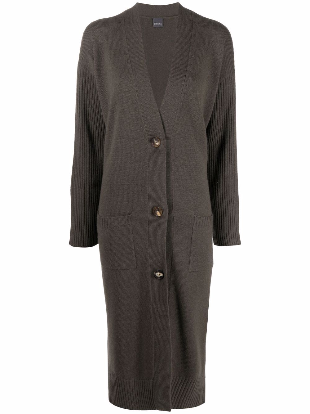 Lorena Antoniazzi ribbed-sleeve cashmere cardi-coat - Green von Lorena Antoniazzi