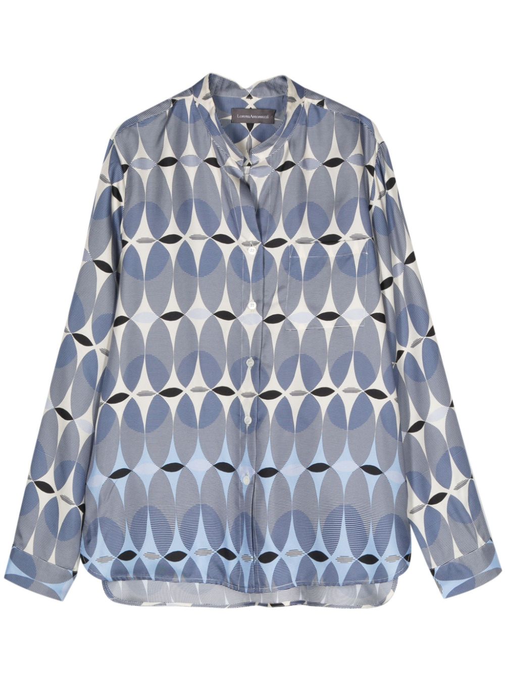 Lorena Antoniazzi monogram-pattern silk shirt - Blue