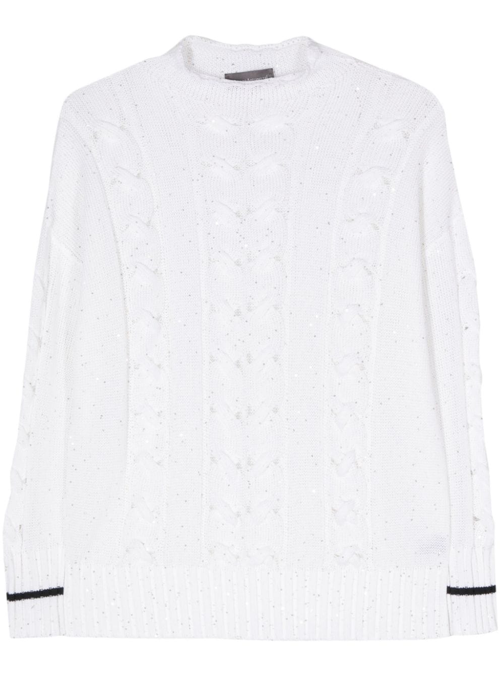 Lorena Antoniazzi sequin-embellished cable-knit jumper - White von Lorena Antoniazzi