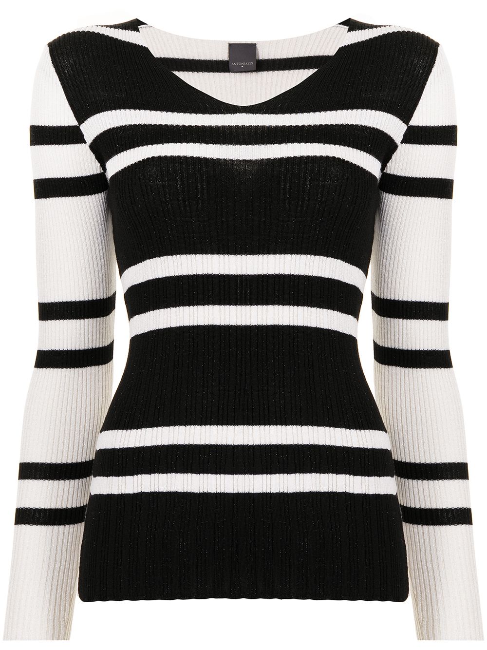Lorena Antoniazzi striped fitted wool jumper - Black von Lorena Antoniazzi