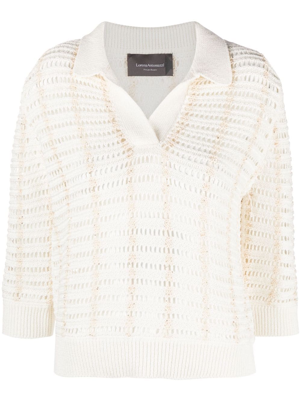 Lorena Antoniazzi three-quarter knitted polo shirt - White von Lorena Antoniazzi