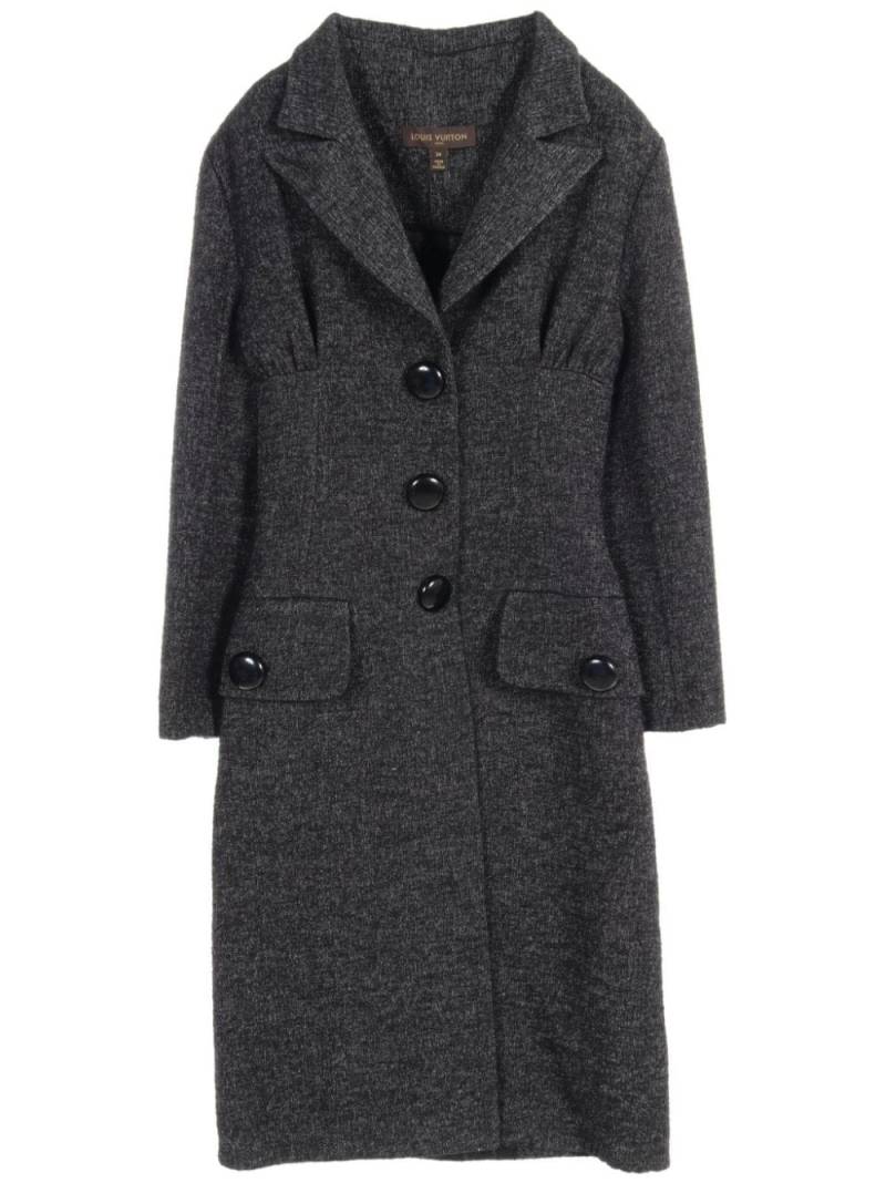 Louis Vuitton Pre-Owned 2000s gathered detailing buttoned coat - Black von Louis Vuitton Pre-Owned