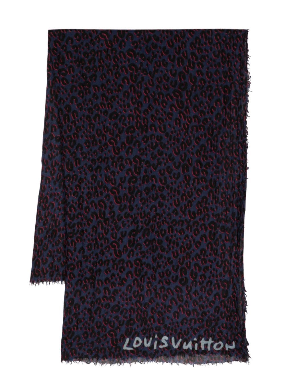 Louis Vuitton Pre-Owned cheetah print scarf - Blue von Louis Vuitton Pre-Owned