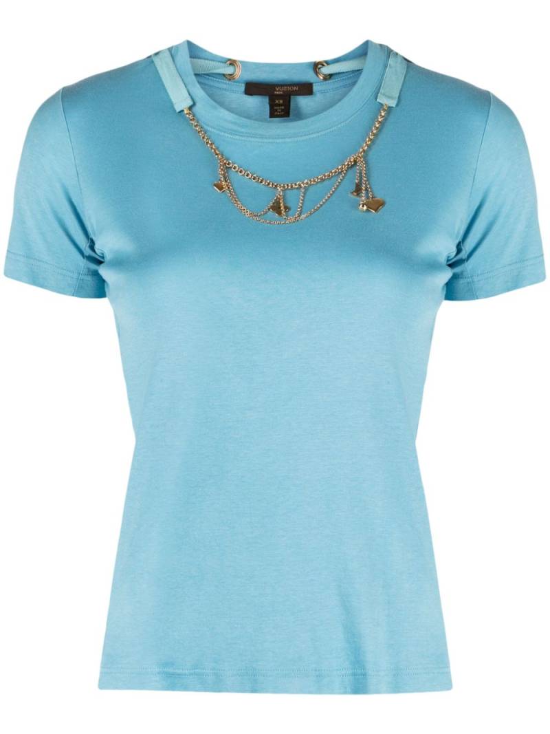 Louis Vuitton Pre-Owned necklace-detail cotton T-shirt - Blue von Louis Vuitton Pre-Owned
