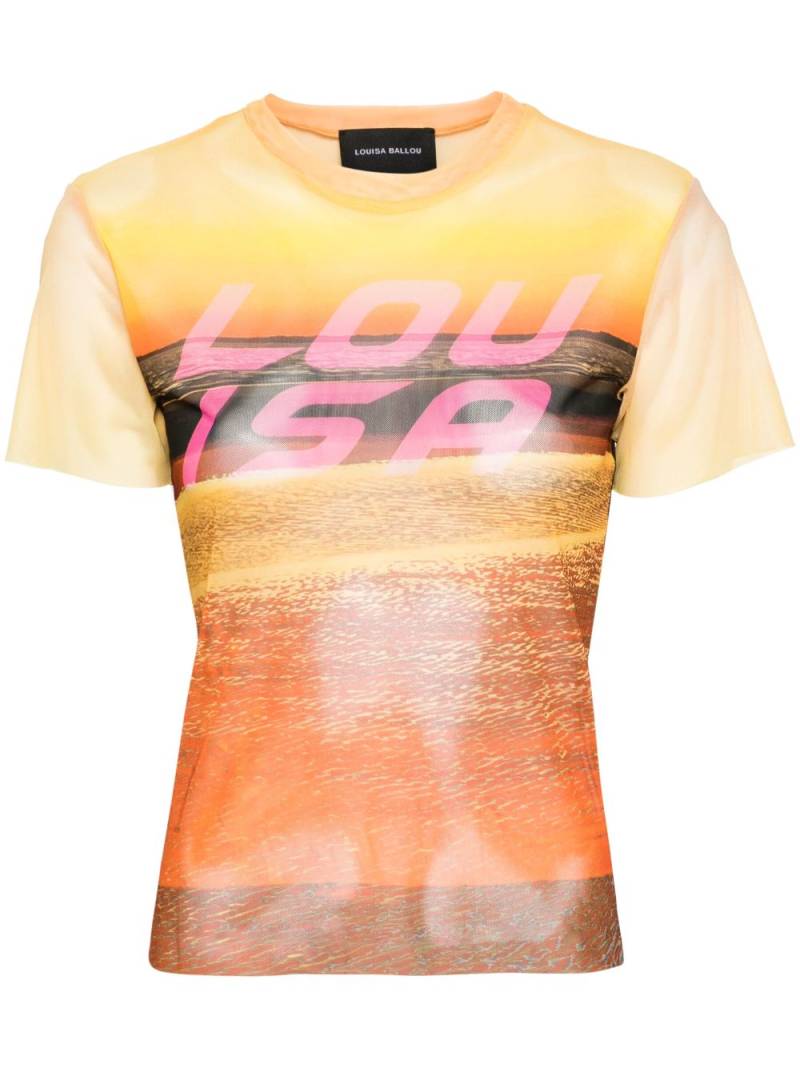 Louisa Ballou Beach logo-print mesh T-shirt - Orange von Louisa Ballou