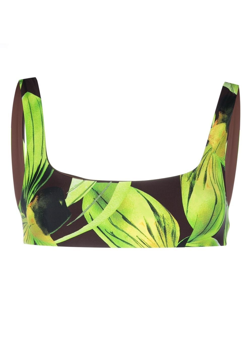 Louisa Ballou Scoop leaf-print bikini top - Green von Louisa Ballou