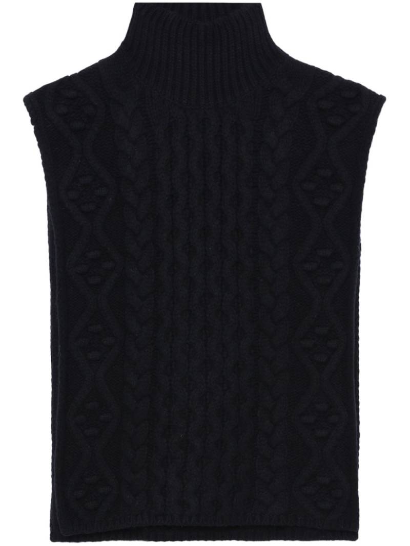 Loulou Studio high-neck sleeveless cable-knit vest - Black von Loulou Studio