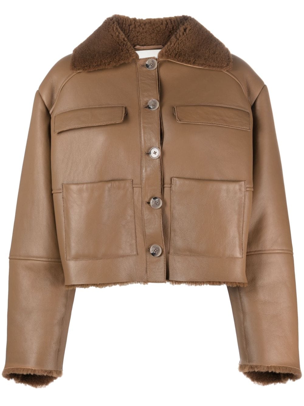 Loulou Studio shearling-collar leather jacket - Brown von Loulou Studio
