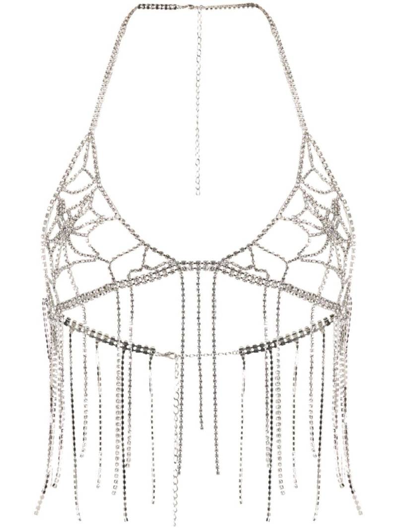 Loulou x Lit Appeal crystal-embellished triangle-cup top - Silver von Loulou