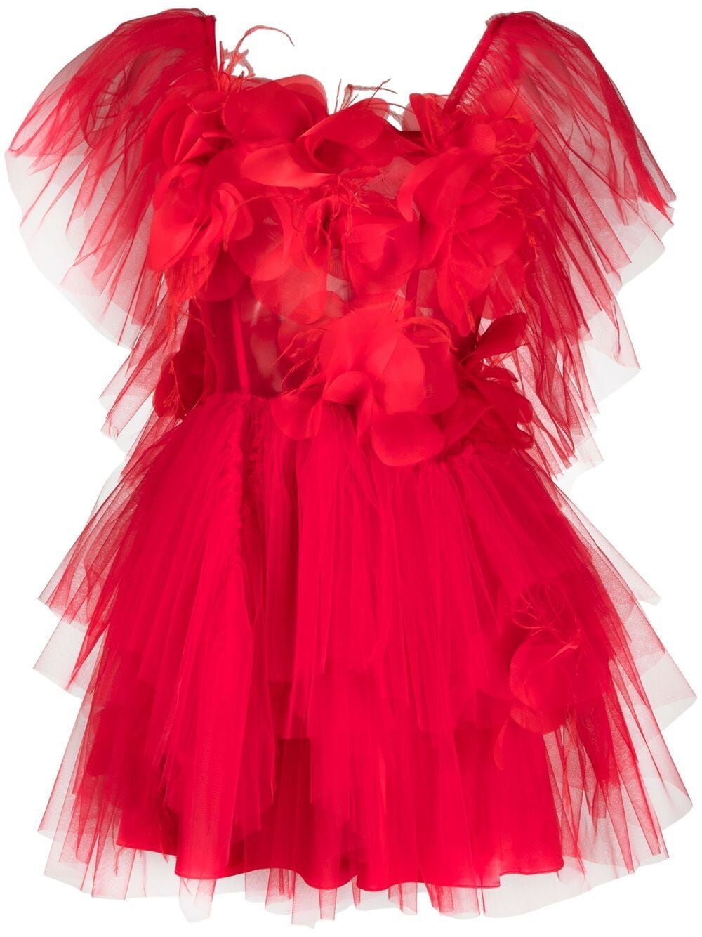 Loulou floral appliqué tulle minidress - Red von Loulou