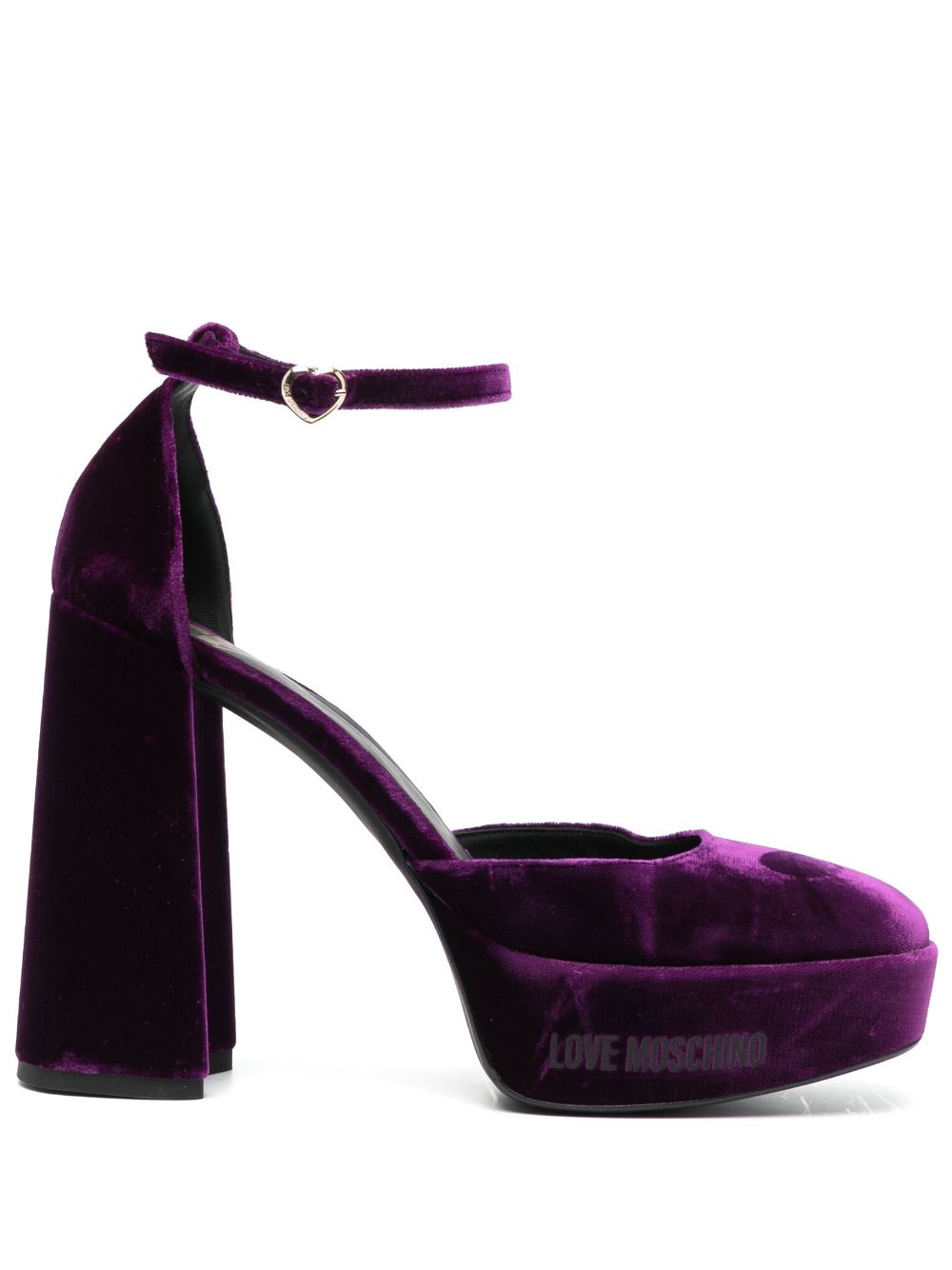 Love Moschino 130mm logo-print suede mules - Purple von Love Moschino