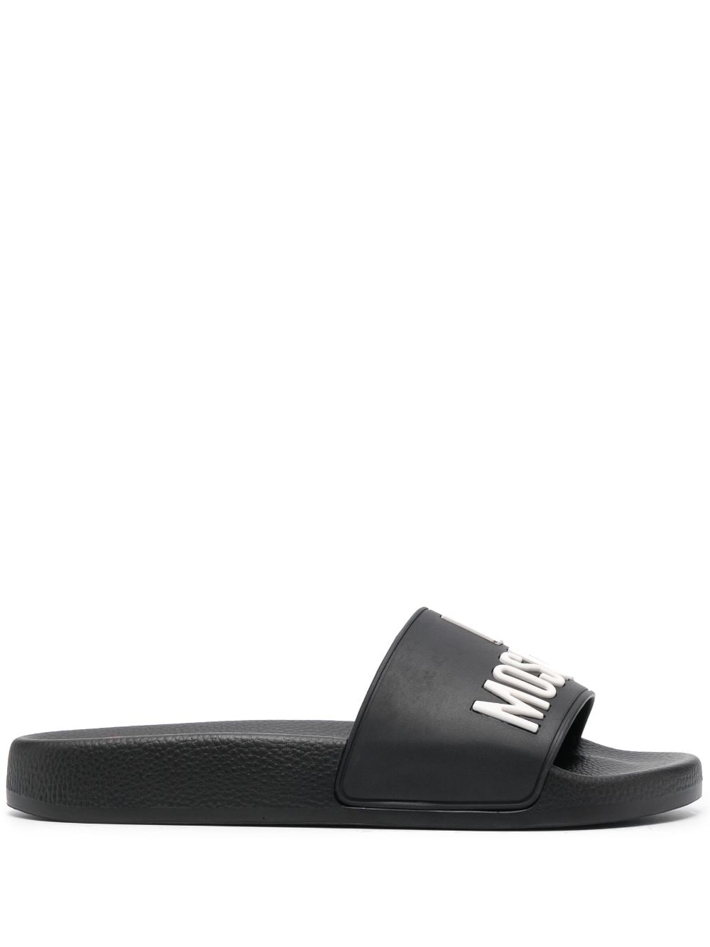 Love Moschino 3D-logo flat slides - Black von Love Moschino