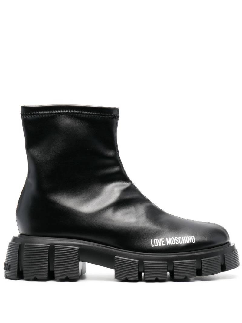 Love Moschino 50mm logo-print studded sole boots - Black von Love Moschino