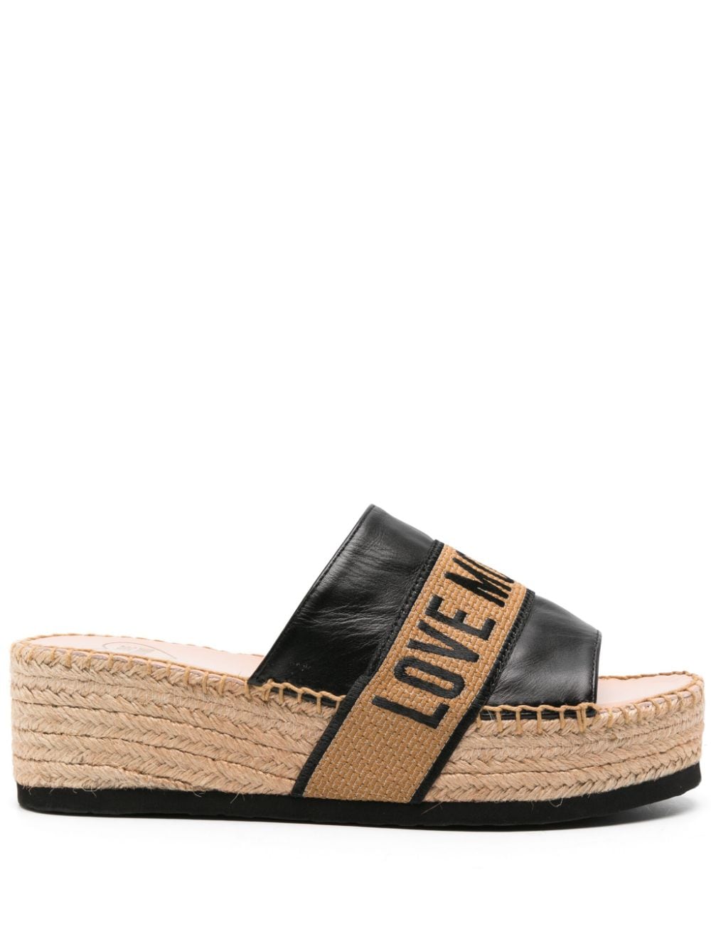 Love Moschino 55mm logo-jacquard wedge espadrilles - Black von Love Moschino