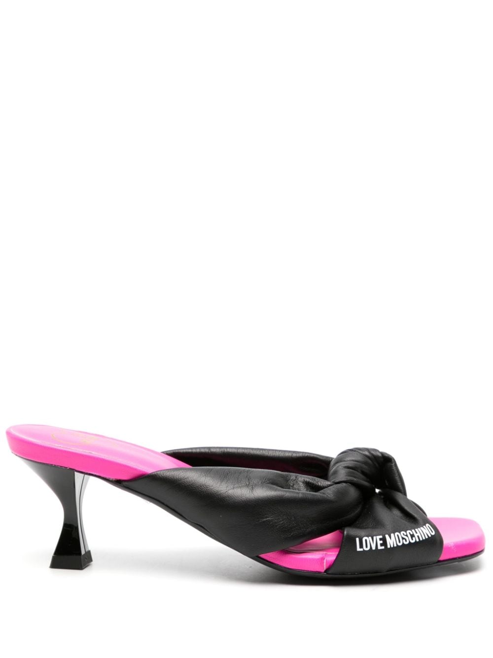 Love Moschino 65mm open-toe leather mules - Black von Love Moschino