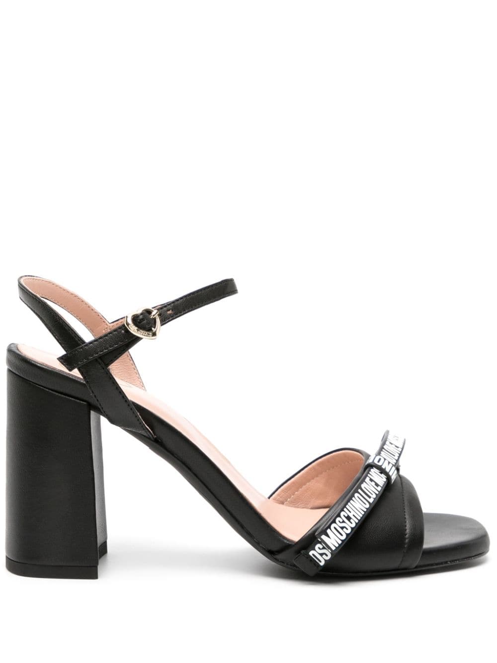 Love Moschino 95mm logo-bow leather sandals - Black von Love Moschino