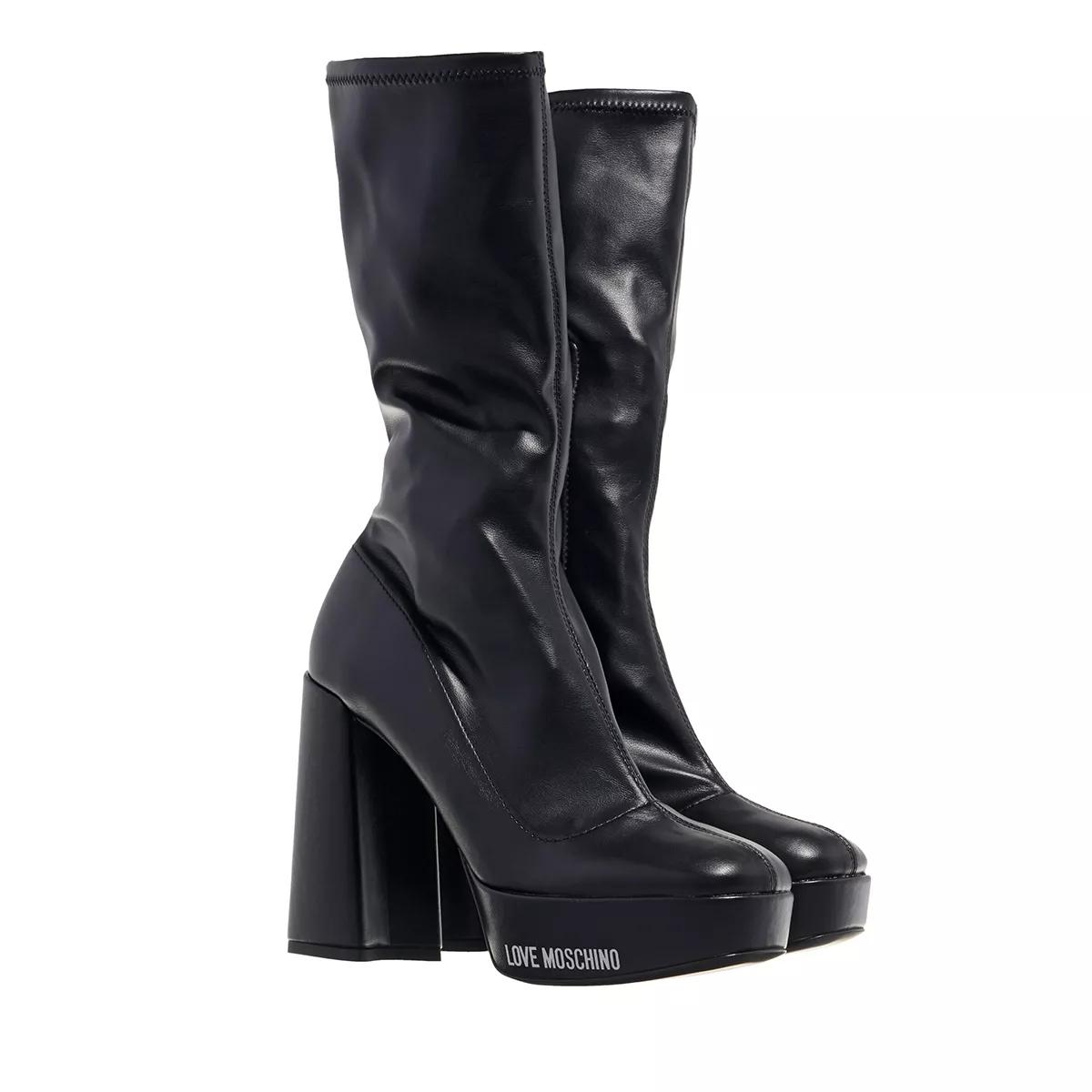 Love Moschino Boots & Stiefeletten - Rubber Logo - Gr. 37 (EU) - in Schwarz - für Damen von Love Moschino