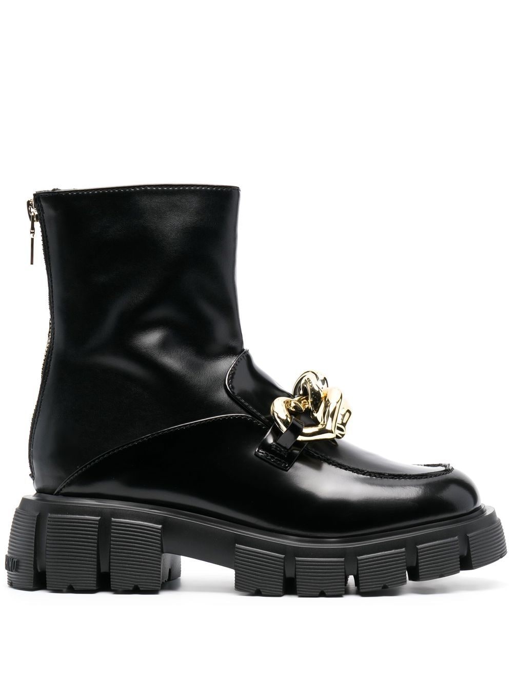Love Moschino chain-embellished leather boots - Black von Love Moschino