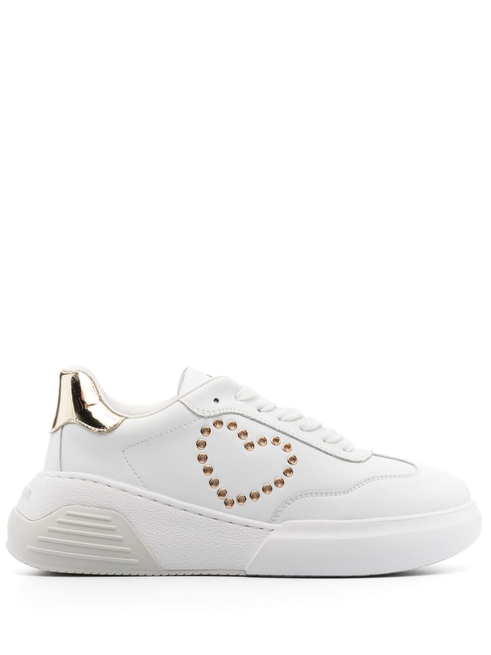 Love Moschino heart eyelets leather sneakers - White von Love Moschino