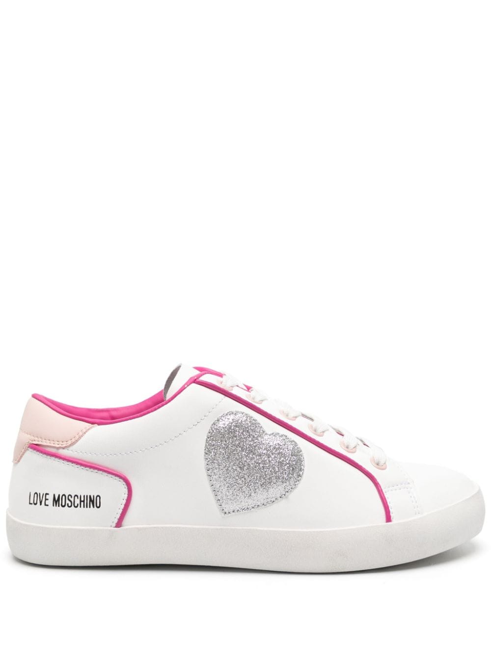 Love Moschino heart-patch leather sneakers - White von Love Moschino