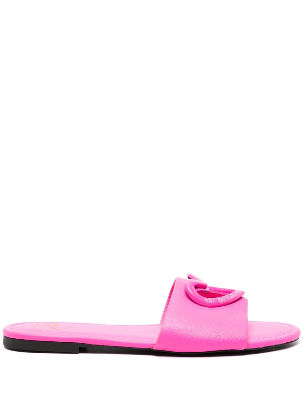 Love Moschino heart-plaque leather slides - Pink von Love Moschino