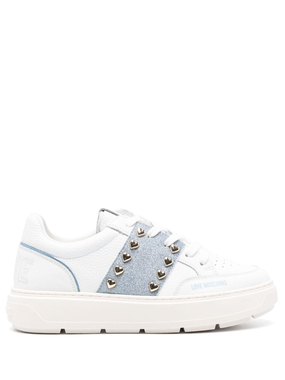 Love Moschino leather lace-up sneakers - White von Love Moschino