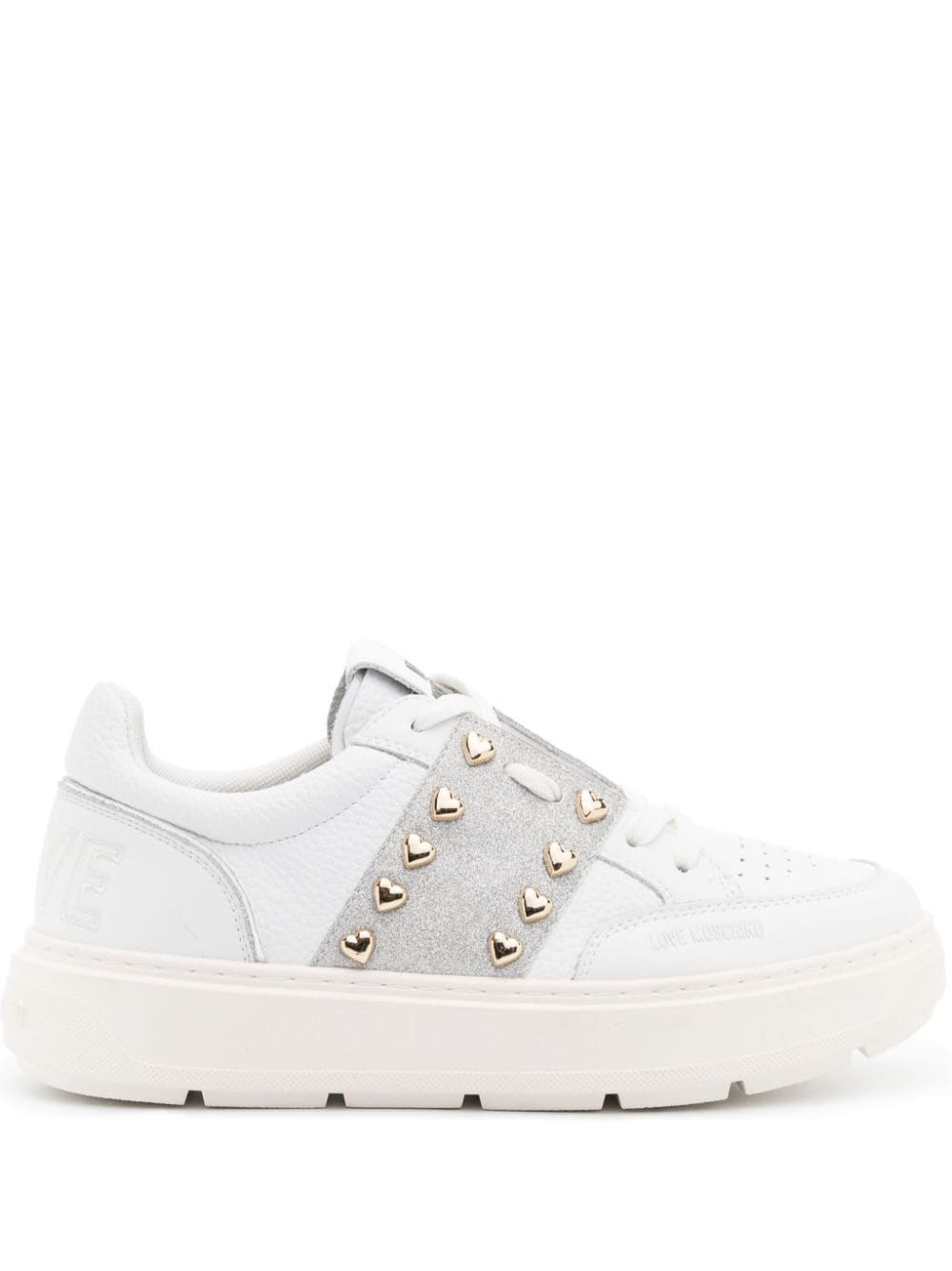 Love Moschino logo-embossed leather sneakers - White von Love Moschino