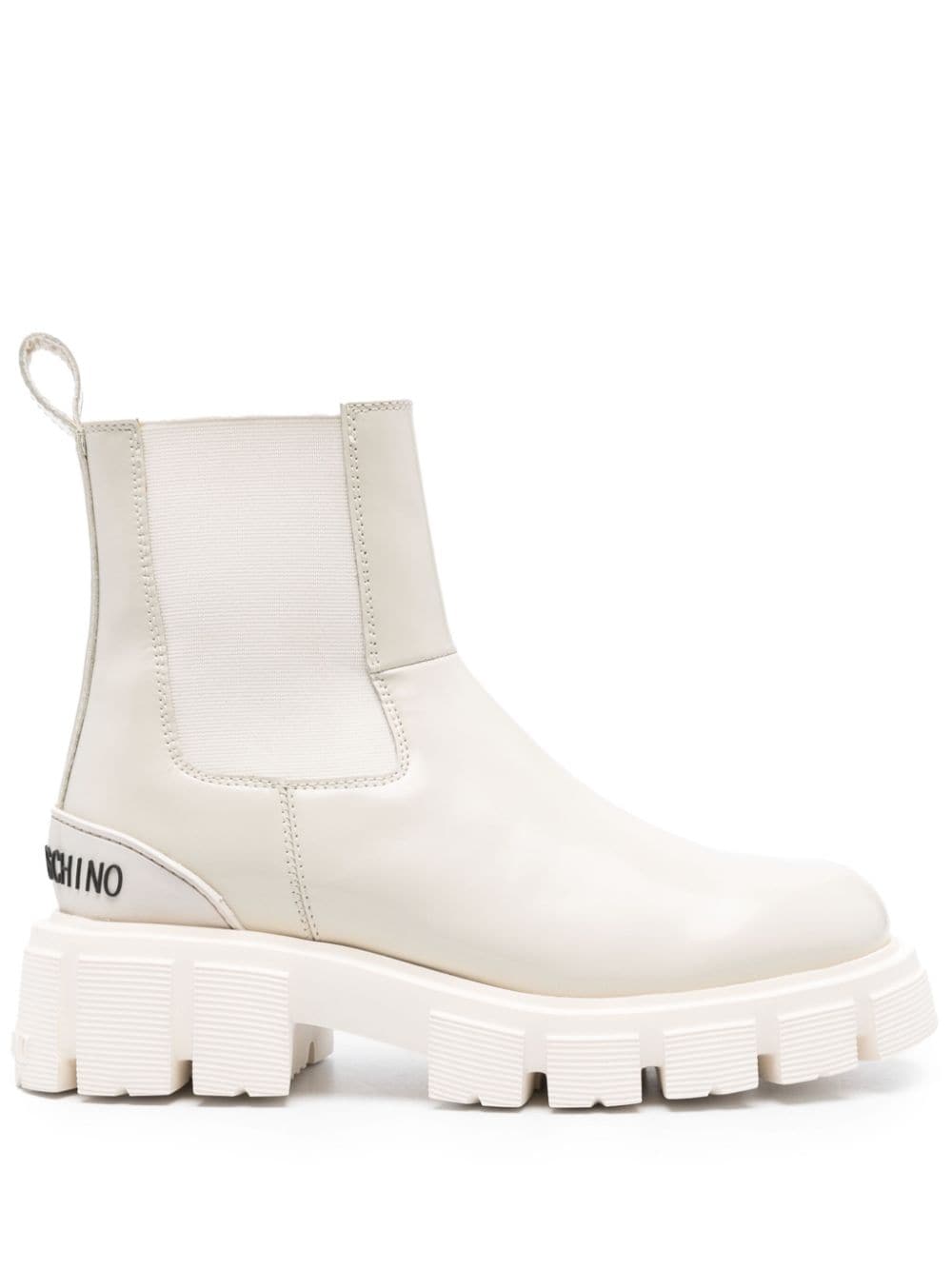 Love Moschino logo-lettering ankle boots - Neutrals von Love Moschino