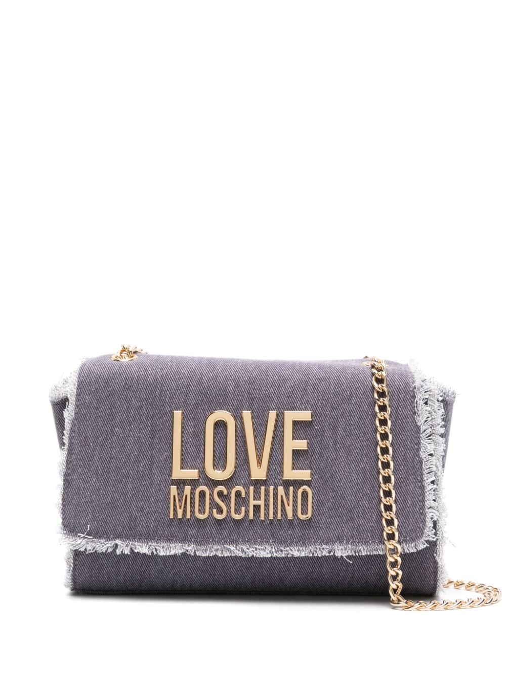 Love Moschino logo-lettering denim shoulder bag - Blue von Love Moschino