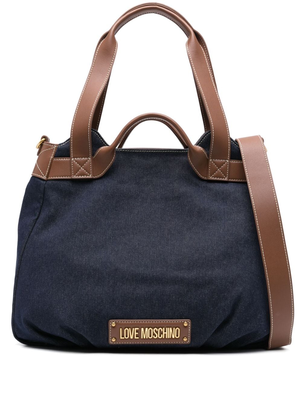 Love Moschino logo-lettering denim tote bag - Blue von Love Moschino
