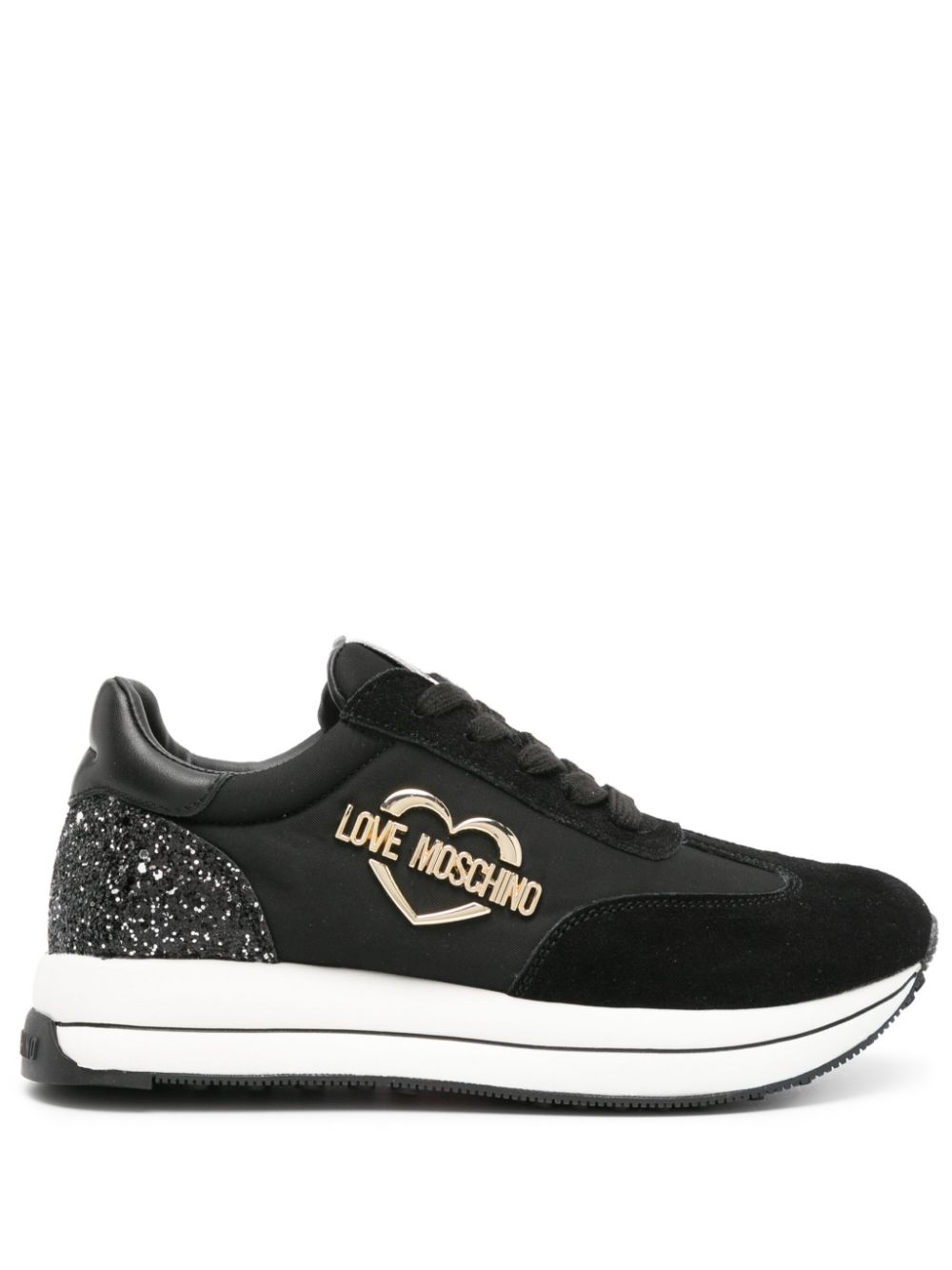 Love Moschino logo-lettering glitter sneakers - Black von Love Moschino