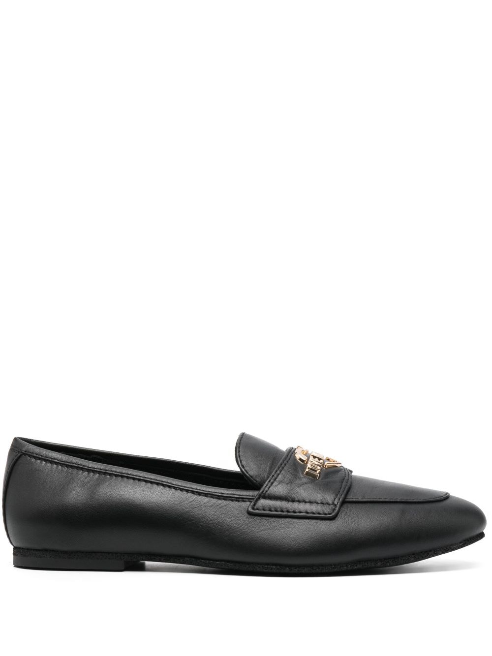 Love Moschino logo-lettering leather loafers - Black von Love Moschino